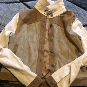 Button down brown/ Tan suede crop jacket